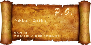 Pekker Opika névjegykártya